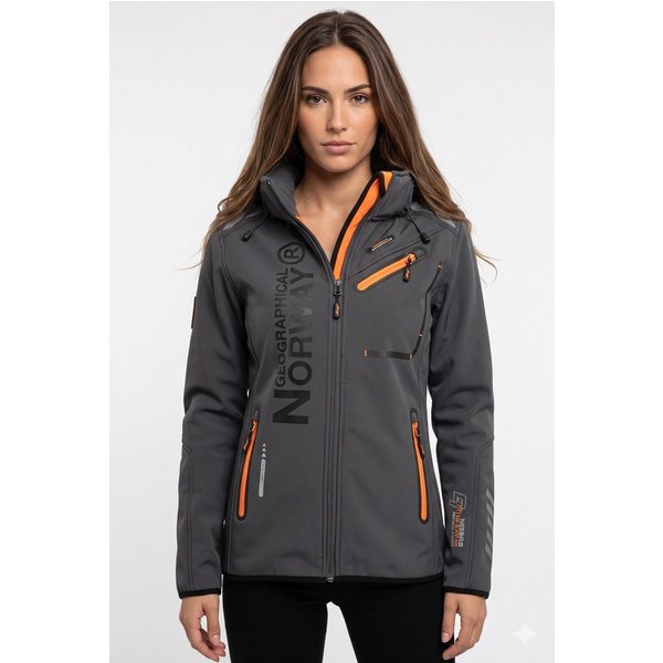 Geographical Norway Softshelljacke Damen Leichte Übergangsjacke mit Kapuze wasserabweisend, Gr. S–XXL