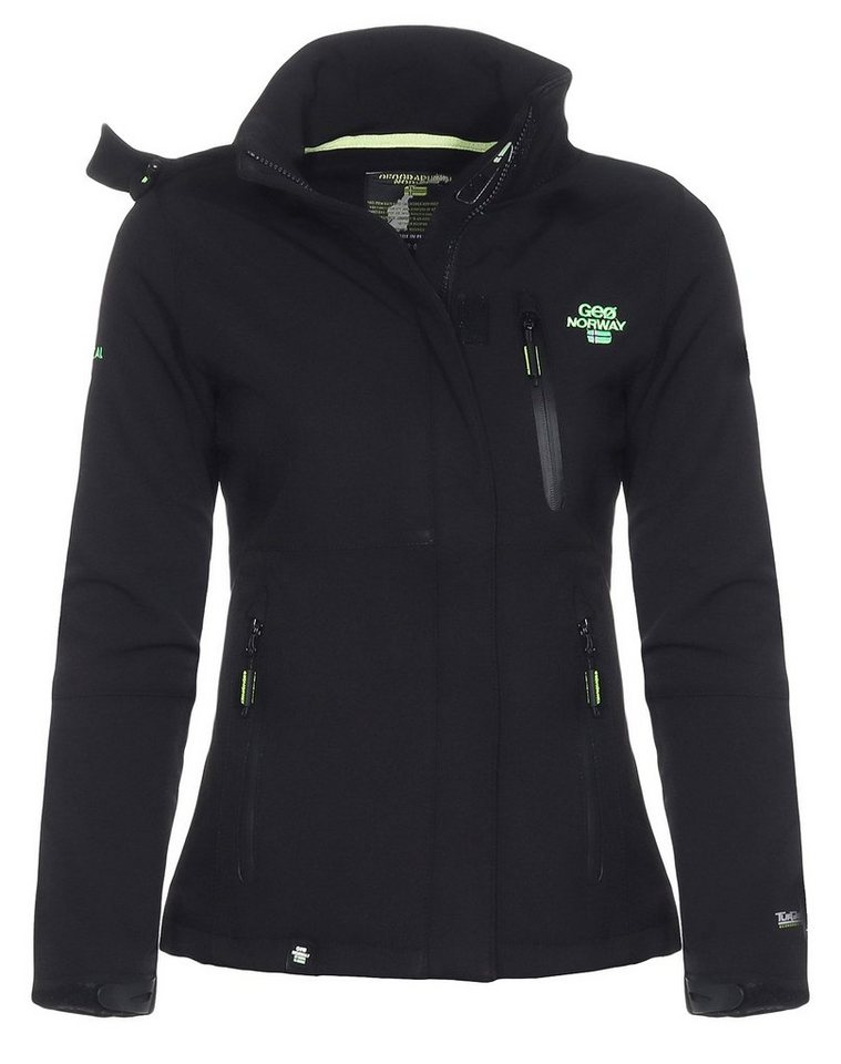 Geographical Norway Softshelljacke Damen Softshell Outdoor Wander Trekking Jacke in Unifarbe, mit abnehmbarer Kapuze, mit Stehkragen – Bild 2 von 5