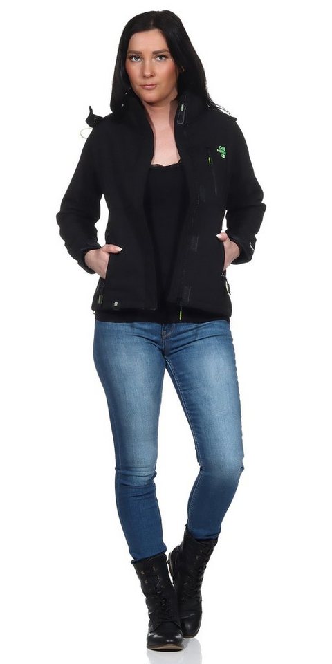 Geographical Norway Softshelljacke Damen Softshell Outdoor Wander Trekking Jacke in Unifarbe, mit abnehmbarer Kapuze, mit Stehkragen – Bild 4 von 5