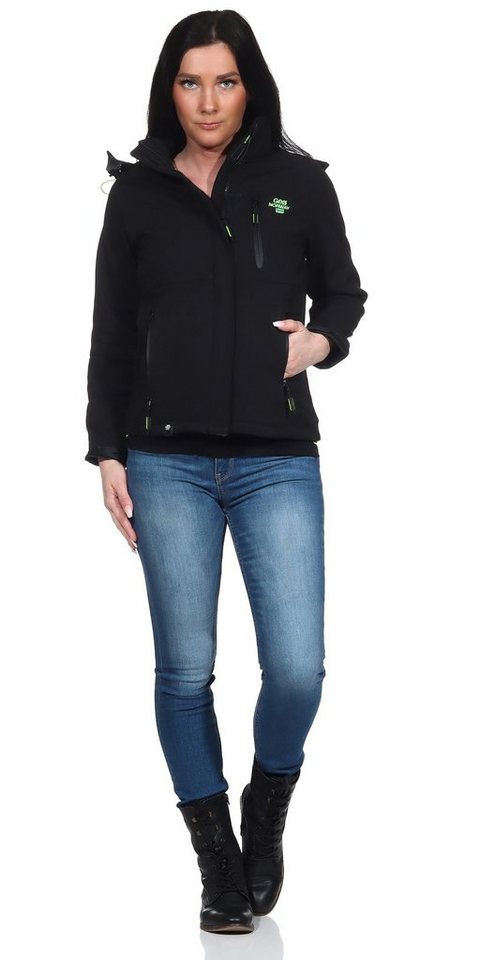 Geographical Norway Softshelljacke Damen Softshell Outdoor Wander Trekking Jacke in Unifarbe, mit abnehmbarer Kapuze, mit Stehkragen – Bild 5 von 5