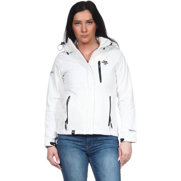 Geographical Norway Softshelljacke Damen Softshell Outdoor Wander Trekking Jacke in Unifarbe, mit abnehmbarer Kapuze, mit Stehkragen