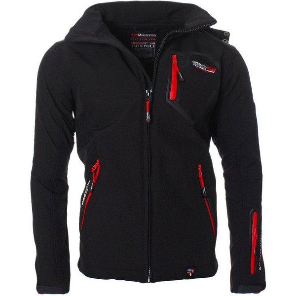 Geographical Norway Softshelljacke Herren Freizeitjacke Sport Outdoor Wander Trekking Jacke in Unifarbe, mit abnehmbarer Kapuze, mit Stehkragen