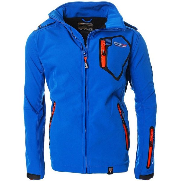 Geographical Norway Softshelljacke Herren Freizeitjacke Sport Outdoor Wander Trekking Jacke in Unifarbe, mit abnehmbarer Kapuze, mit Stehkragen