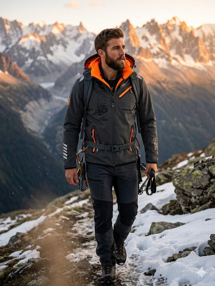 Geographical Norway Softshelljacke Herren Herbst Winter Jacke Softshell Outdoor Übergangsjacke (Packung, 1-St) Mit Kaputze 3XL Bis 7XL – Bild 3 von 5