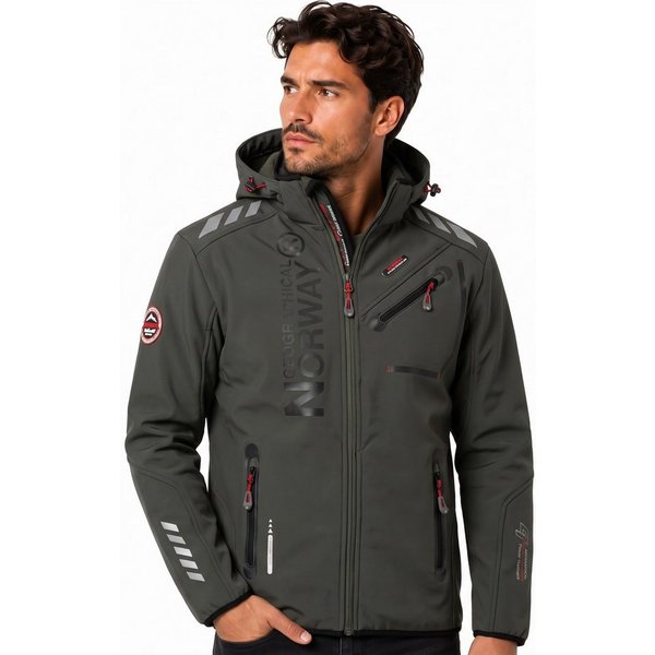 Geographical Norway Softshelljacke Softshelljacke Herren mit abnehmbarer Kapuze, (Packung, 1-St) Übergangsjacke S–7XL