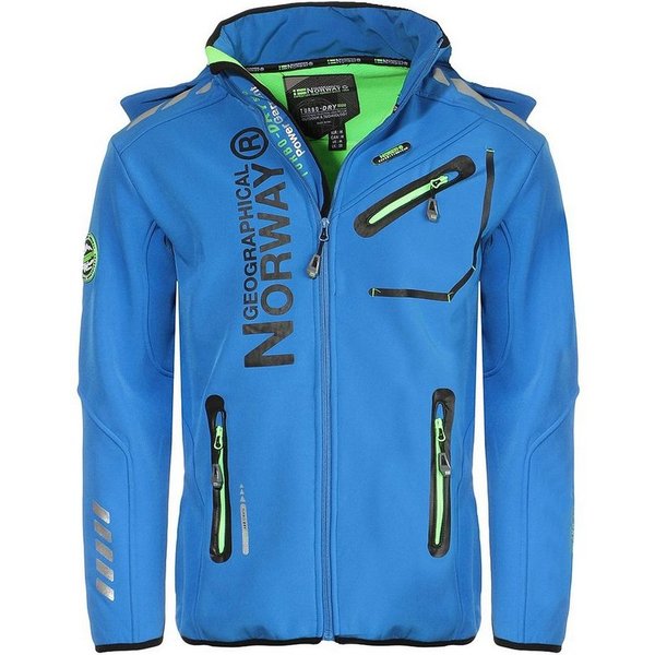 Geographical Norway Softshelljacke Herren Softshell Sport Outdoor Wander Trekking Jacke in Unifarbe, mit abnehmbarer Kapuze, mit Stehkragen
