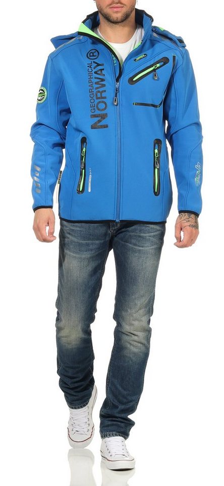 Geographical Norway Softshelljacke Herren Softshell Sport Outdoor Wander Trekking Jacke in Unifarbe, mit abnehmbarer Kapuze, mit Stehkragen – Bild 5 von 5