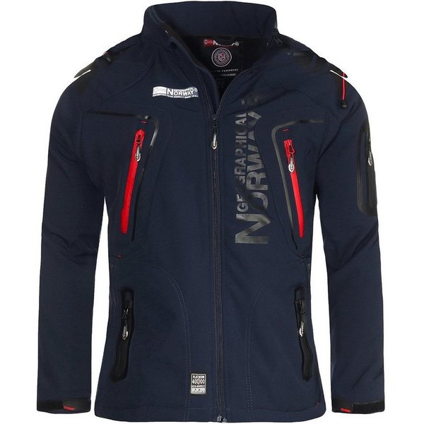 Geographical Norway Softshelljacke Herren Softshell Wander Sport Übergangsjacke Trekking Jacke in Unifarbe, mit abnehmbarer Kapuze, mit Stehkragen