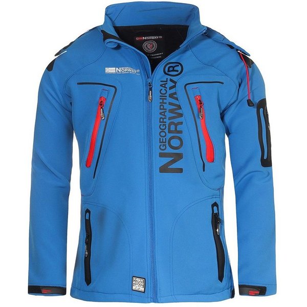 Geographical Norway Softshelljacke Herren Softshell Wander Sport Übergangsjacke Trekking Jacke in Unifarbe, mit abnehmbarer Kapuze, mit Stehkragen