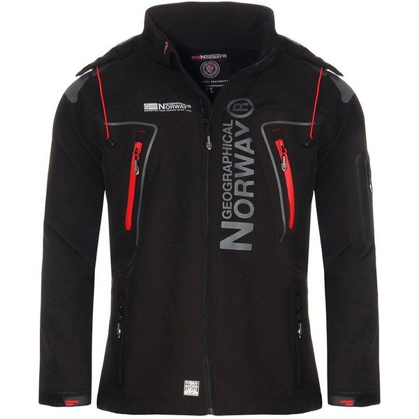 Geographical Norway Softshelljacke Herren Softshell Wander Sport Übergangsjacke Trekking Jacke in Unifarbe, mit abnehmbarer Kapuze, mit Stehkragen