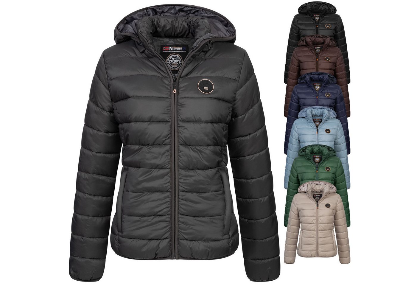 Geographical Norway Steppjacke Damen Herbst Winter jacke Stepp Outdoor leicht Kapuzenjacke Übergangs – Bild 5 von 5