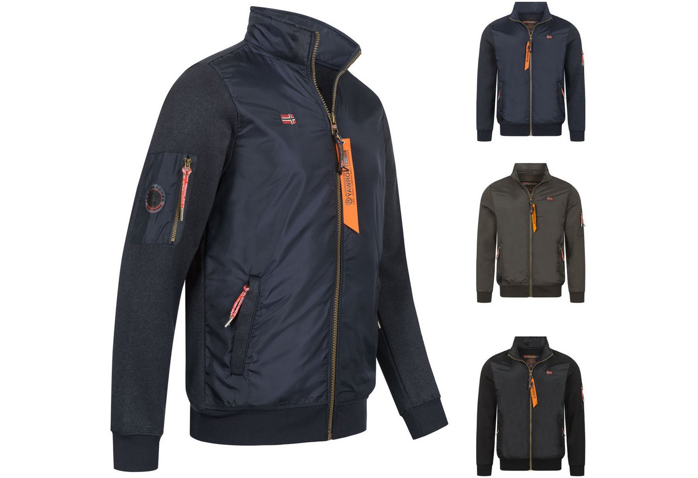 Geographical Norway Steppjacke Herren Übergangsjacke Blouson Strickfleece MIX Herbst Winter Jacke – Bild 4 von 5
