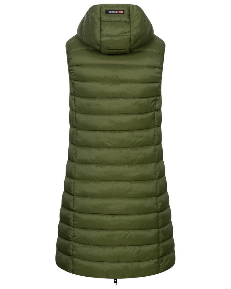 Geographical Norway Steppweste Damen Steppweste Kapuze Übergangs Herbst Windbreaker Lang Weste – Bild 3 von 3