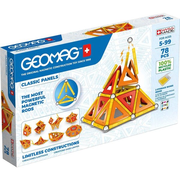 Geomag™ Classic Panels, Recycled Magnetspielbausteine, (78 St), aus recyceltem Material, Made in Europe