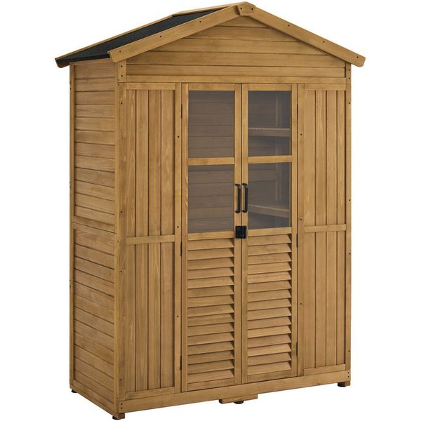 MCombo Gerätehaus M MCombo Gartenschrank Gartenhaus Geräteschrank Wetterfest 1743D Natur, Wetterfes, mit 6 Regale, Outdoor