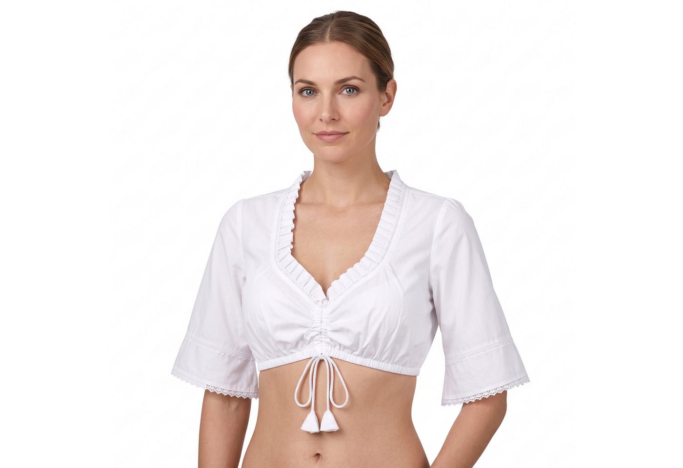 German Wear Dirndlbluse GW1507 Dirndlbluse Trachtenbluse Trachtenmode in Weiß – Bild 4 von 5