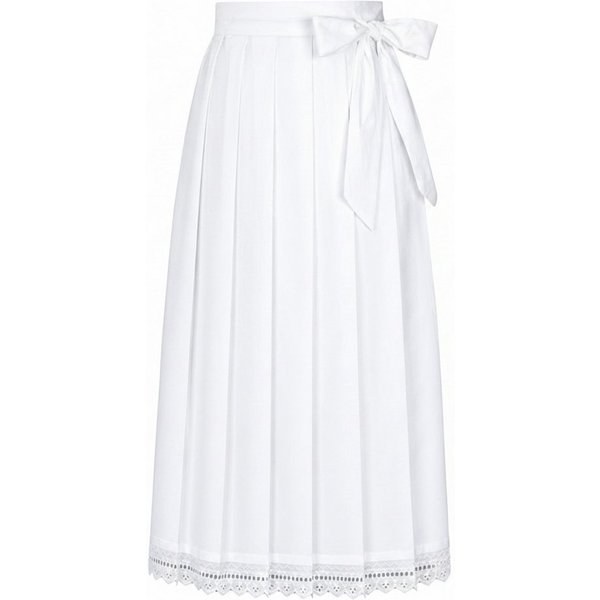 German Wear Dirndlschürze GW1600-3 weiß, Lange Dirndlschürze Weiß 90 cm aus Baumwolle