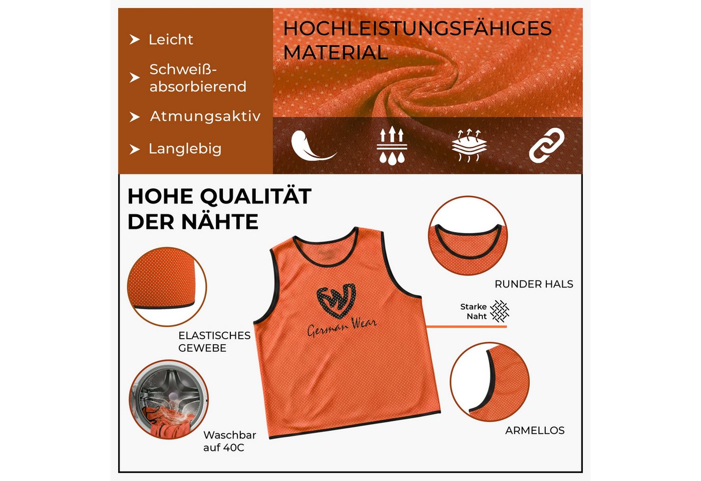 German Wear Trainingsleibchen GWLB01 6er Pack (Spar-Set, 6er-Pack) 6er pack Fußball Leibchen Trainingsleibchen – Bild 4 von 5