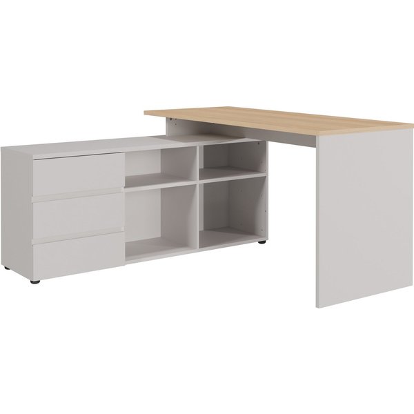 GERMANIA Eckschreibtisch Lissabon, Winkelschreibtisch mit integriertem Sideboard