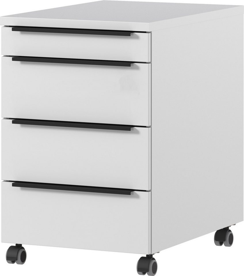 GERMANIA Rollcontainer Mailand, mit 4 Schubladen, optional mit Schubladendämpfung, Utensilienfach, 42x63 cm, Made in Germany – Bild 2 von 5