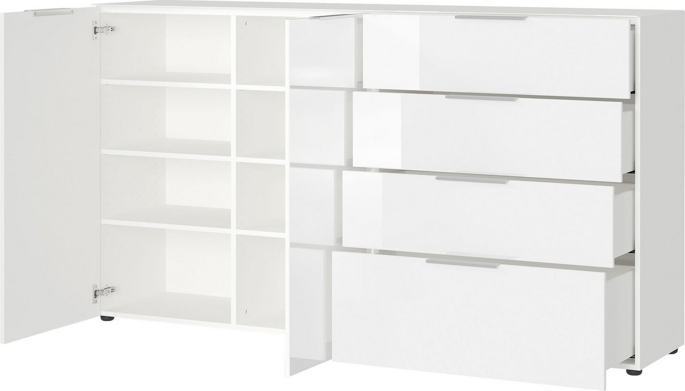 GERMANIA Sideboard Oakland mit Glasauflage, Breite: 134 oder 184 cm, Soft-close, verstellb. Böden, Made in Germany – Bild 5 von 5