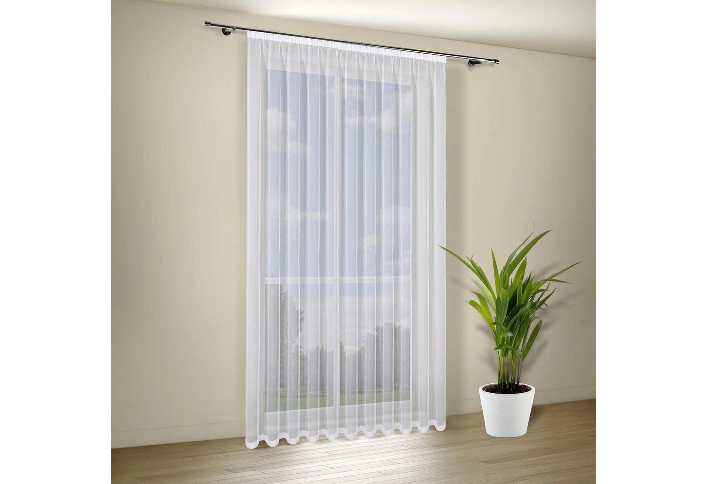 Gerster Gardine Jody, 1 Stück, Kräuselband, transparent (1 St), Kräuselband, transparent, Voile, Fertig konfektionierter Store aus Voile – Bild 2 von 5