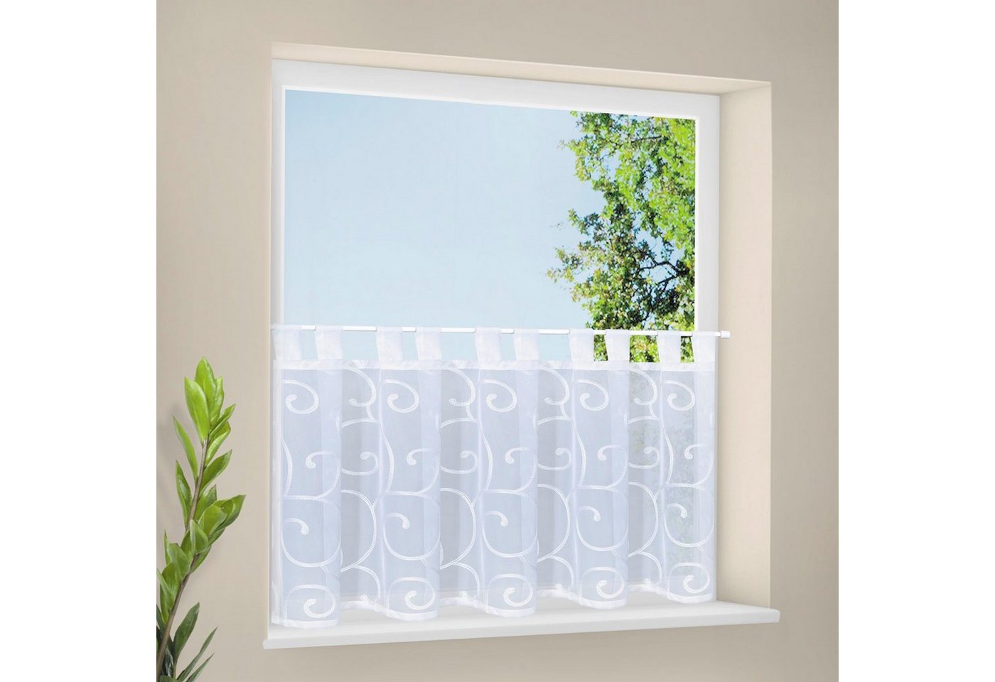 Gerster Gardine Quinta (1 St), Schlaufen, transparent, Voile, Schlaufenpanneau bestickt – Bild 2 von 5