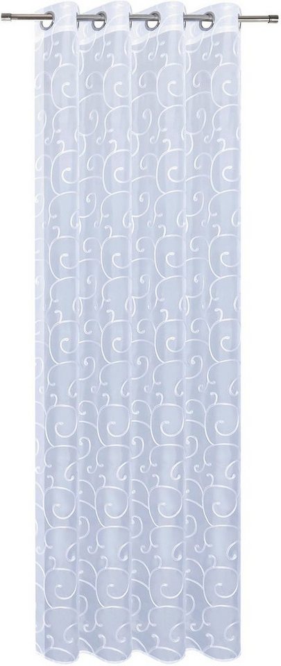 Gerster Gardine Rachel (1 St), Ösen, transparent, Voile, Ösenschal bestickt allover – Bild 3 von 5