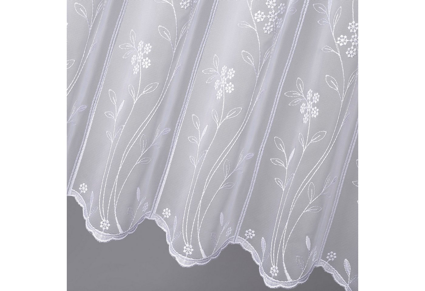 Gerster Scheibengardine Arina (1 St), Durchzuglöcher, transparent, Wirkware, Stickerei-Bistro mit Blumen bestickt – Bild 4 von 5