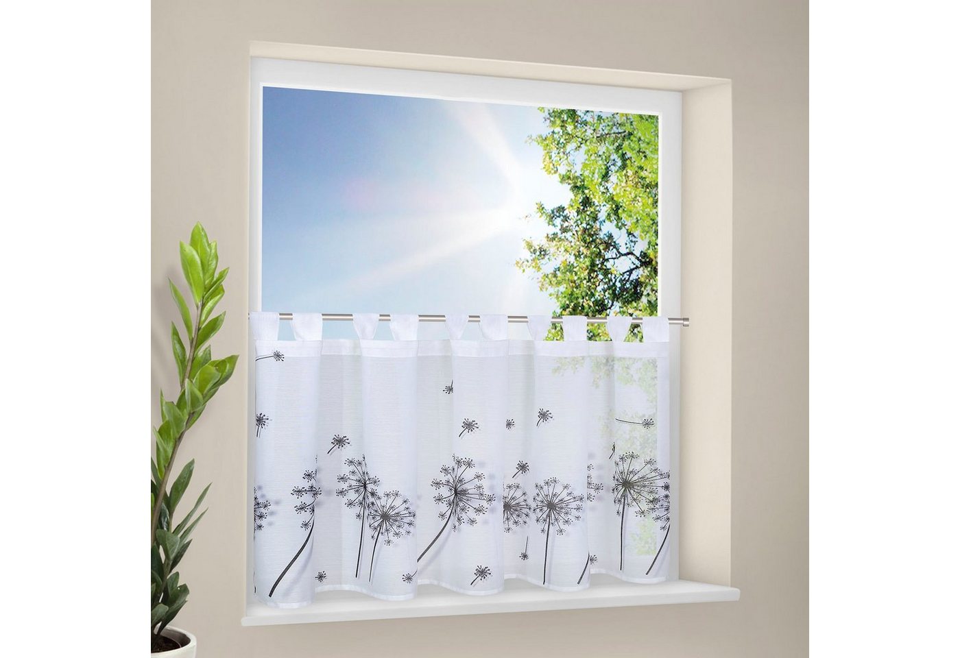 Gerster Scheibengardine Christina (1 St), Schlaufen, transparent, HxB: 50x145, mit modernem Druckdesign – Bild 4 von 5
