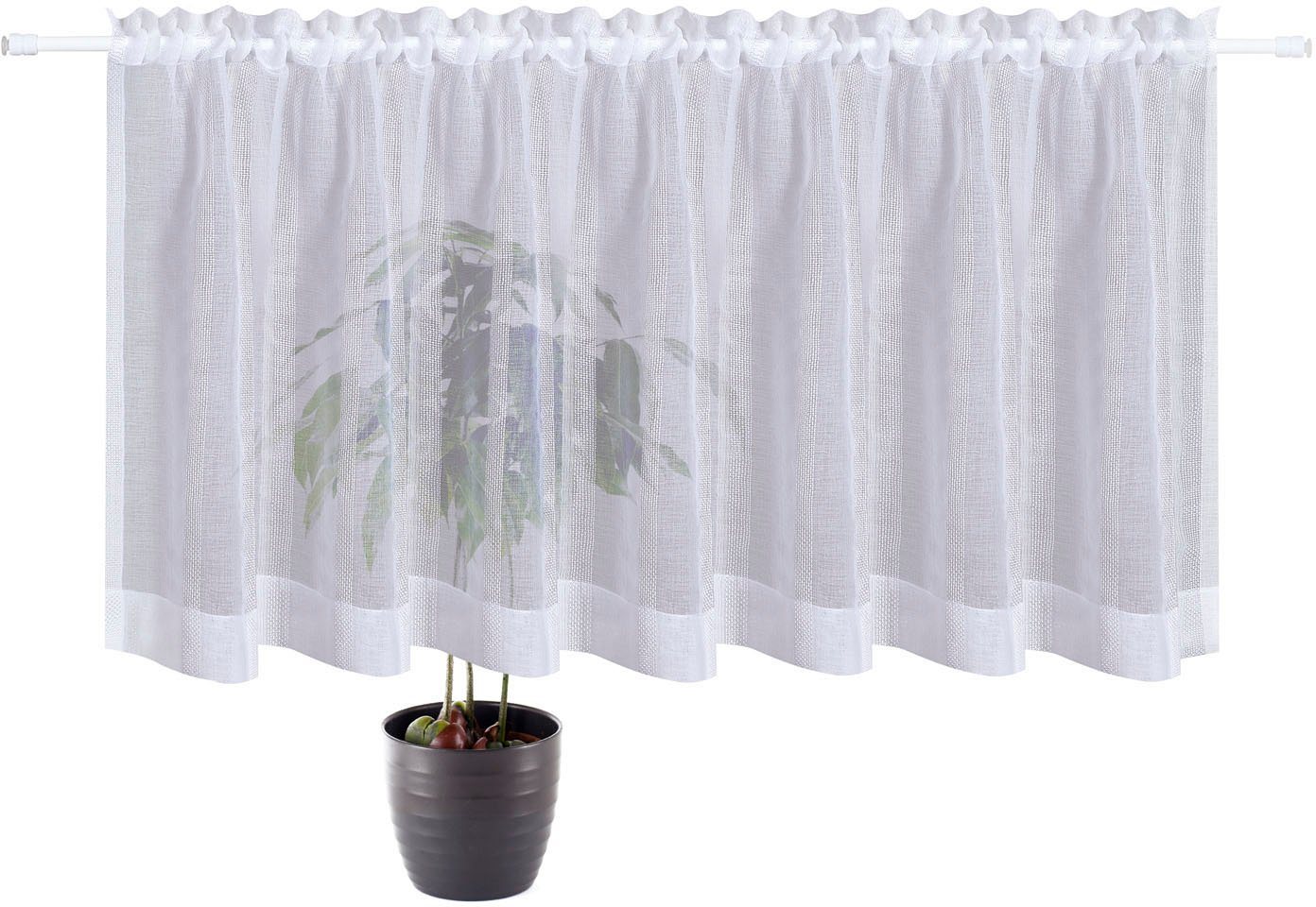 Gerster Scheibengardine Elke (1 St), Stangendurchzug, transparent, HxB: 50x140, mit Streifen Design – Bild 3 von 5