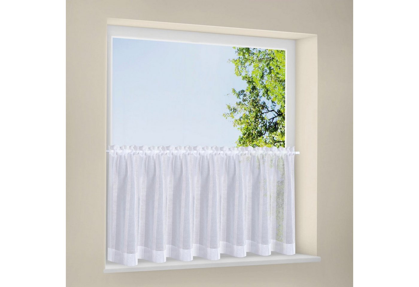 Gerster Scheibengardine Elke (1 St), Stangendurchzug, transparent, HxB: 50x140, mit Streifen Design – Bild 4 von 5