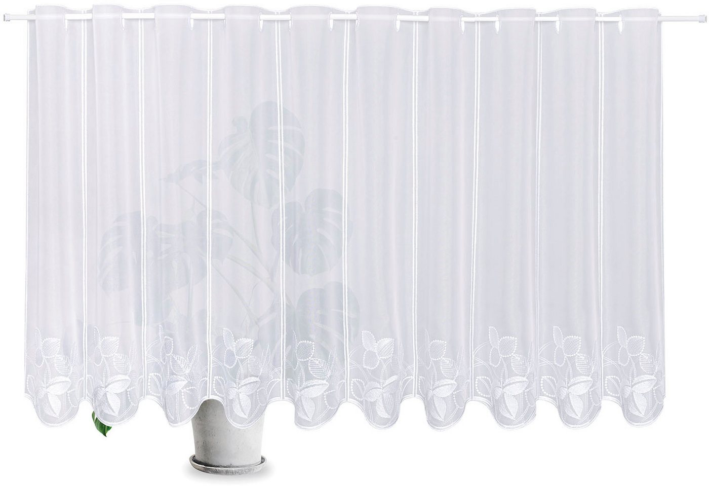 Gerster Scheibengardine Fabia, nach Maß, 1 Stück, Durchzuglöcher, transparent (1 St), Durchzuglöcher, transparent, Voile, SB-Bistro "Fabia", maßgenaue Anfertigu – Bild 2 von 5