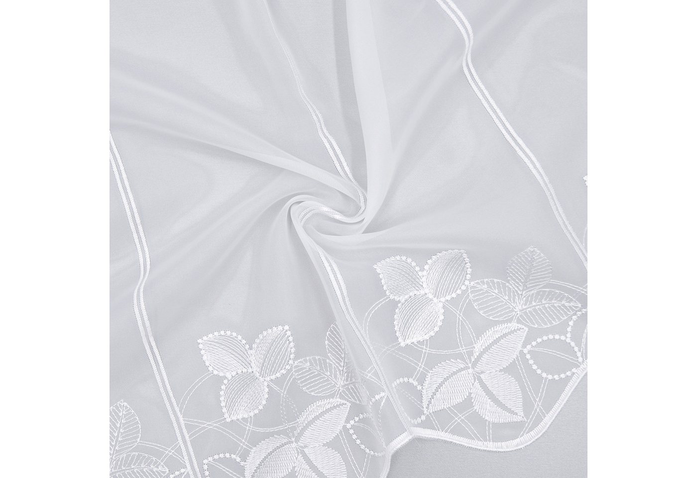 Gerster Scheibengardine Fabia, nach Maß, 1 Stück, Durchzuglöcher, transparent (1 St), Durchzuglöcher, transparent, Voile, SB-Bistro "Fabia", maßgenaue Anfertigu – Bild 5 von 5