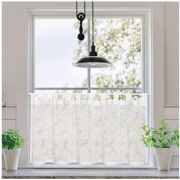 Gerster Scheibengardine Galina (1 St), Schlaufen, halbtransparent, Voile, SB-Schlaufenbistro "Galina" Bio BW