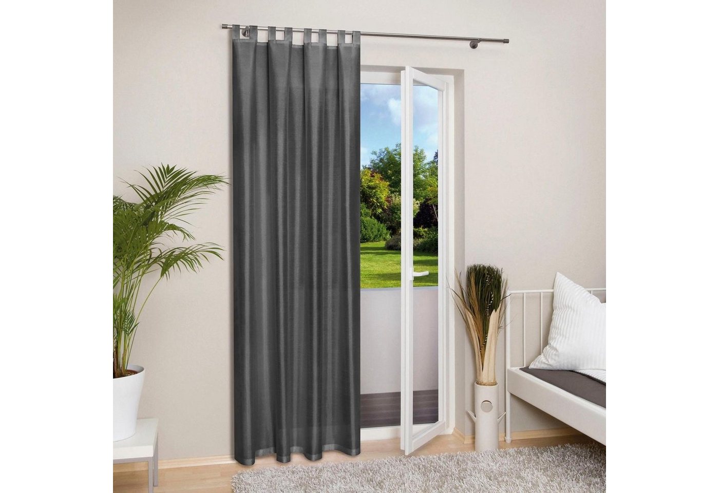 Gerster Vorhang Silko (1 St), Schlaufen, transparent, Taft, HxB: 235x140, Eleganter Schlaufenschal aus Taft – Bild 3 von 5