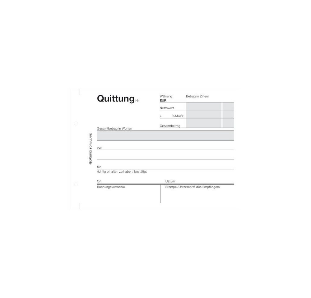 Herlitz Geschäftspapier Herlitz Quittungsblock 401 / A6 / 50 Blatt – Bild 2 von 3