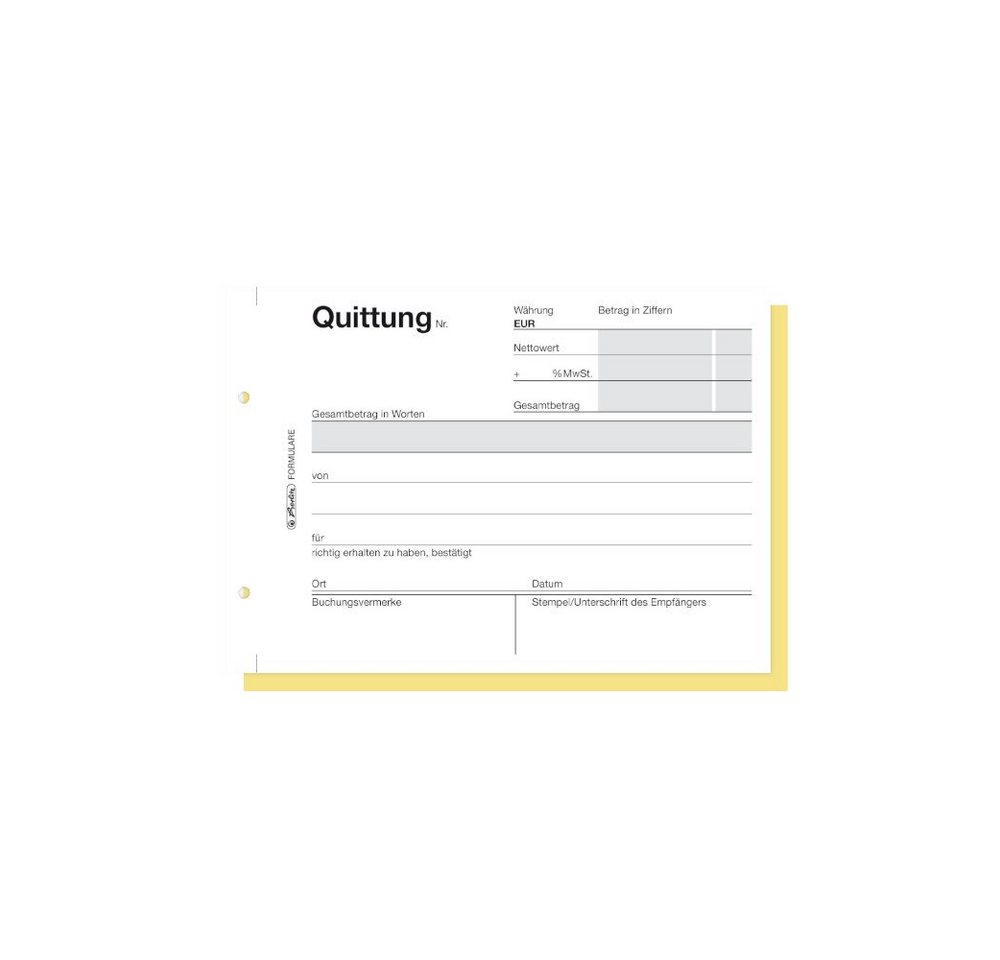 Herlitz Geschäftspapier Herlitz Quittungsblock 402 / A6 quer / 2x40 Blatt / selbstdurchschreib – Bild 2 von 3