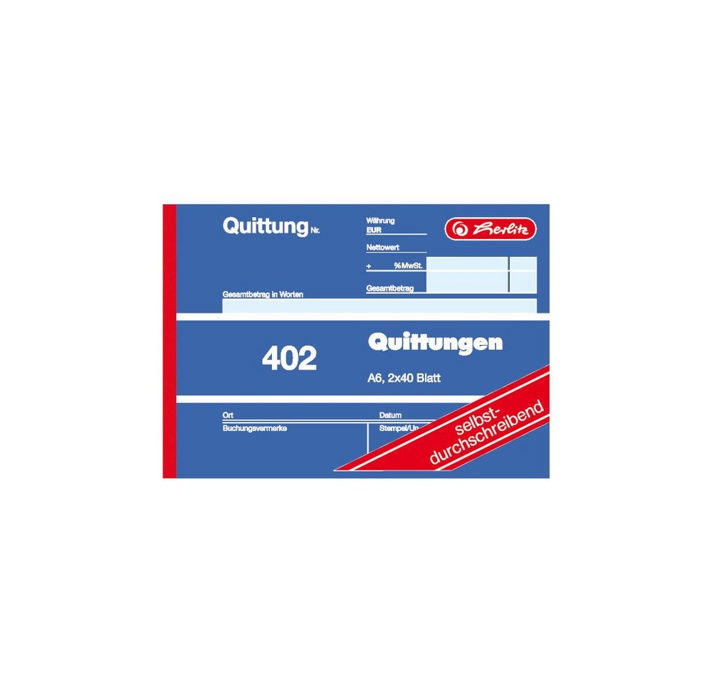 Herlitz Geschäftspapier Herlitz Quittungsblock 402 / A6 quer / 2x40 Blatt / selbstdurchschreib – Bild 3 von 3