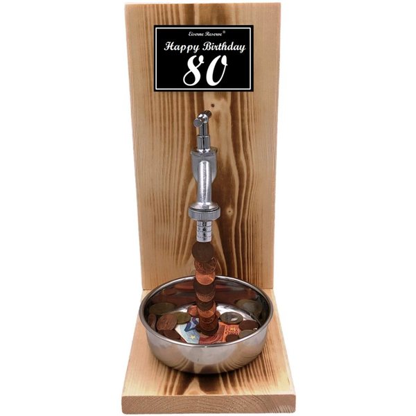 Eiserne Reserve® Geschenkbox Happy Birthday 80 - Eiserne Reserve Geldhahn - Geburtstag Geldgeschenk