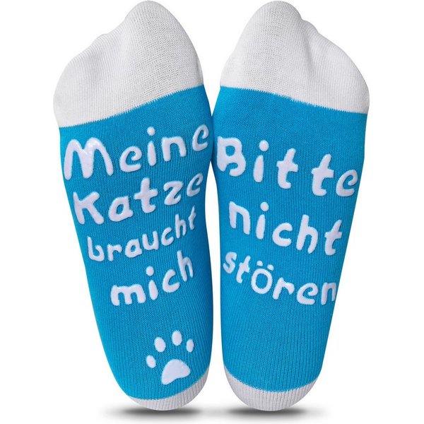Geschenkehöhle Kuschelsocken Katzen Socken - Bitte nicht stören, Meine Katze braucht mich Weich, waschbar, wunderbar – Lieblingssocken in 34–42