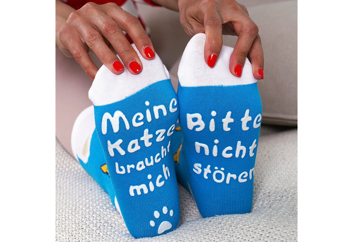 Geschenkehöhle Kuschelsocken Katzen Socken - Bitte nicht stören, Meine Katze braucht mich Weich, waschbar, wunderbar – Lieblingssocken in 34–42 – Bild 3 von 5