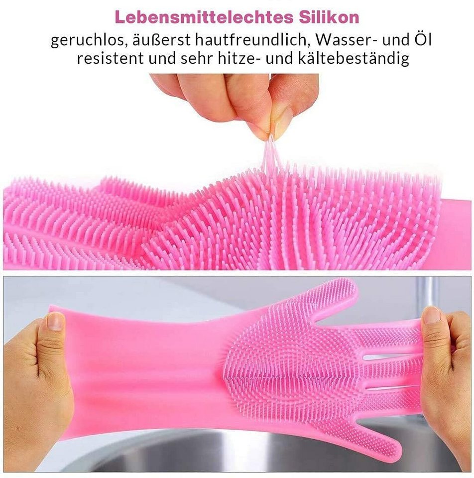 Geschenkehöhle Putzhandschuh Silikon Waschhandschuhe mit Noppen & feinen Bürsten ideal zum Reinigen Hitzebeständig, Wiederverwendbar, Umweltfreundlich & BPA-fre – Bild 3 von 5