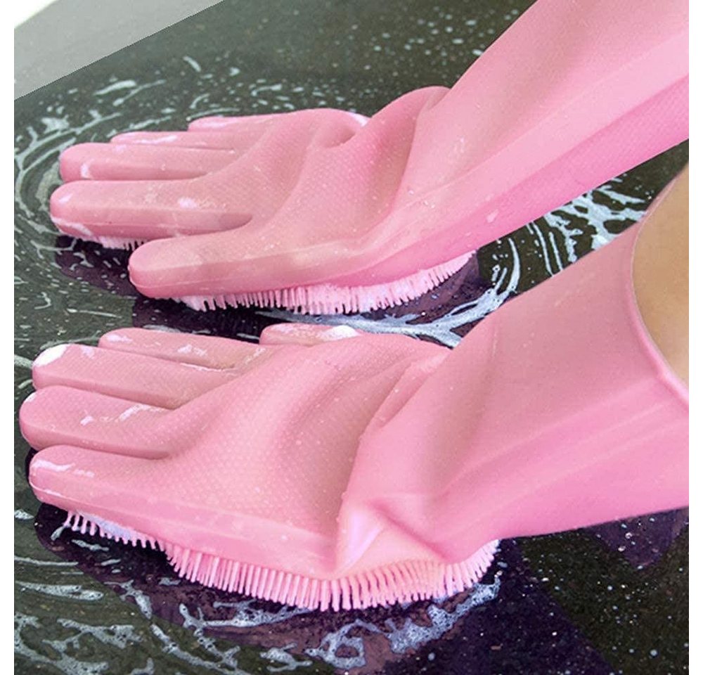 Geschenkehöhle Putzhandschuh Silikon Waschhandschuhe mit Noppen & feinen Bürsten ideal zum Reinigen Hitzebeständig, Wiederverwendbar, Umweltfreundlich & BPA-fre – Bild 4 von 5