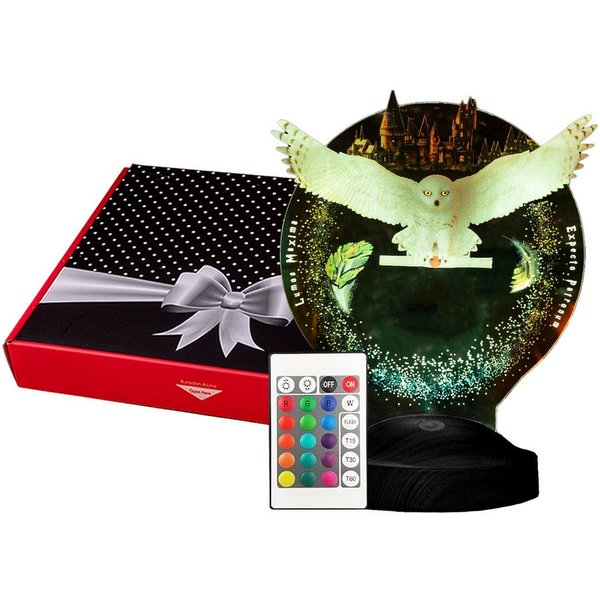 Geschenkelampe LED Nachttischlampe Hogwarts Hedwig Harry Potter Eule mit 3D Vision Nachtlicht, LED fest integriert, Babys, Geburtstagsgeschenk für Freunde, Kind
