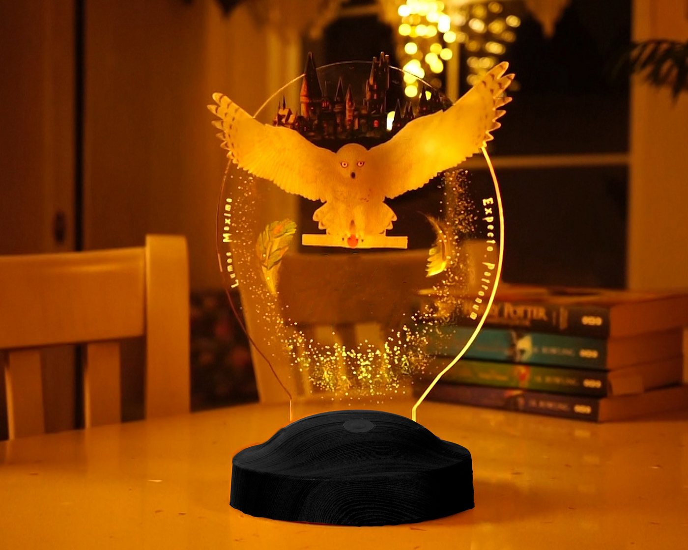 Geschenkelampe LED Nachttischlampe Hogwarts Hedwig Harry Potter Eule mit 3D Vision Nachtlicht, LED fest integriert, Babys, Geburtstagsgeschenk für Freunde, Kind – Bild 2 von 5