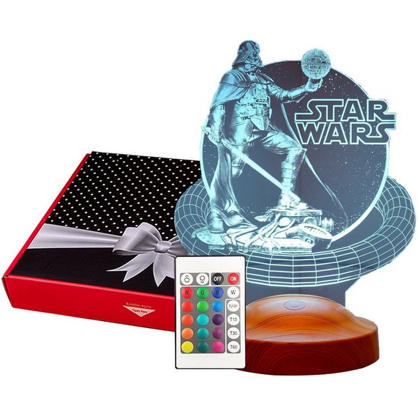 Geschenkelampe LED Nachttischlampe Star Wars Darth Vader 3D Nachtlicht Geschenk für Jungen, Leuchte 7 Farben fest integriert, Star Wars Geschenkartikel, Geburts