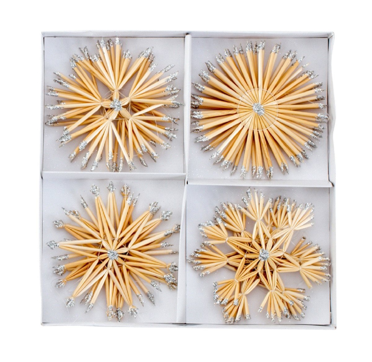 Geschenkestadl Christbaumschmuck 24 Strohsterne Weihnachtsanhänger silber und gold Glitzer 10 cm, klassisch, weihnachtlich, Glitzer, Strohsterne – Bild 2 von 5
