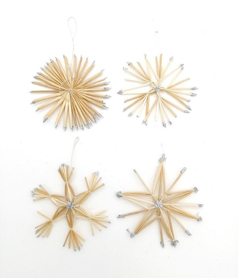 Geschenkestadl Christbaumschmuck 24 Strohsterne Weihnachtsanhänger silber und gold Glitzer 10 cm, klassisch, weihnachtlich, Glitzer, Strohsterne – Bild 5 von 5