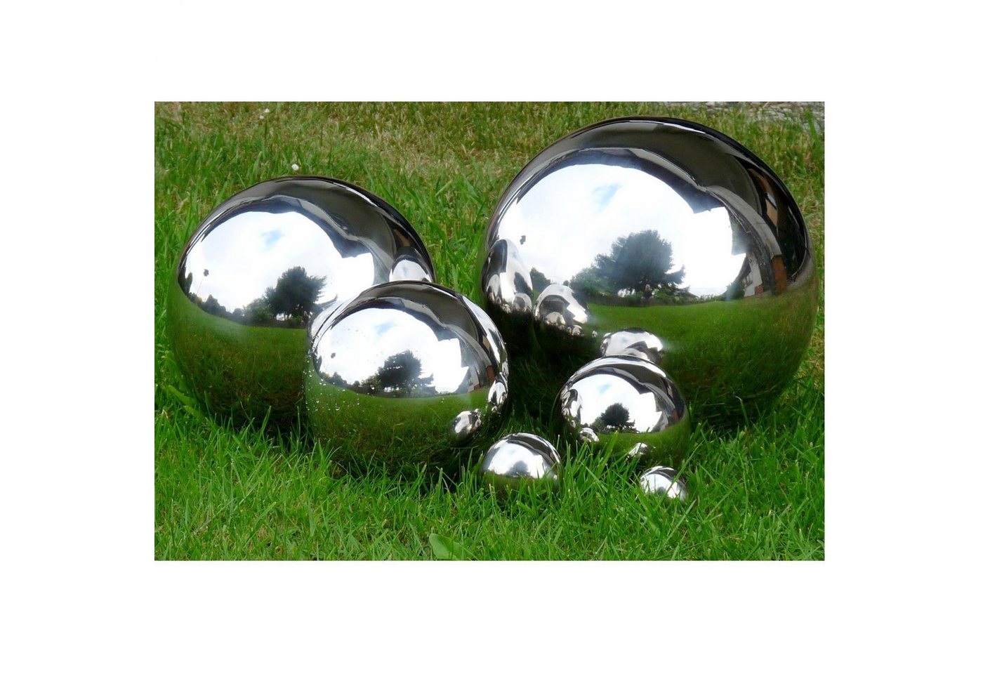 Geschenkestadl Dekoobjekt Dekokugel silber Teichkugel Rosenkugel Edelstahl 7 Größen - XXL – Bild 2 von 2